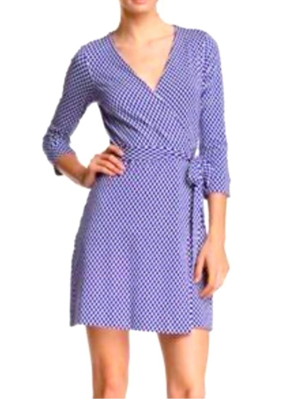 Diane Von Furstenberg Lavender and White Wrap Mini Dress